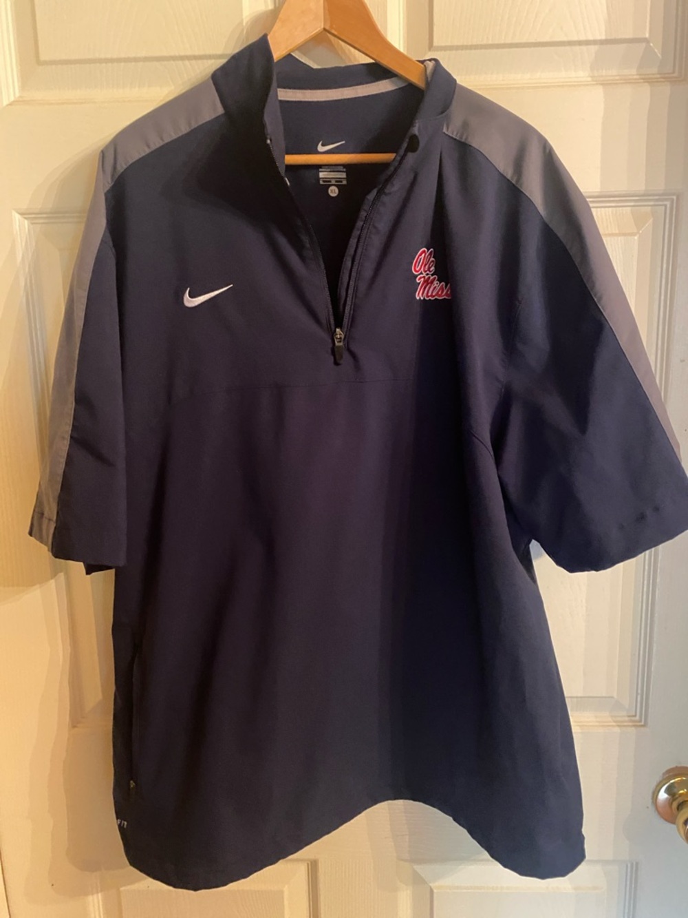 Nike Navy and Gray Ole Miss Short-Sleeve Quarter-Zip Polo